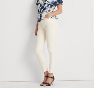 Blusa Ralph Lauren Feminina com Babados, Elástico, Cordão na Cintura, Tie Dye, Manga Curta, Ombro a Ombro, Branca, Tamanho Médio