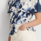 Ralph Lauren Feminino Babados Elástico Cordão Cintura Tie Dye Manga Curta Ombro a Ombro Blusa Branca Tamanho X-G