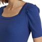 Camiseta Ralph Lauren Feminina de Algodão com Manga Cotovelo Azul Tamanho Pequeno X-S