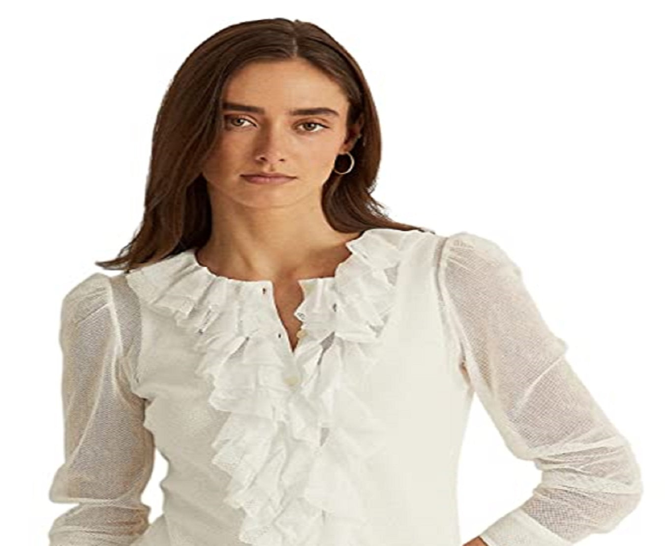 Cardigan Ralph Lauren Feminino de Tule com Babados e Tamanho Pequeno e Grande