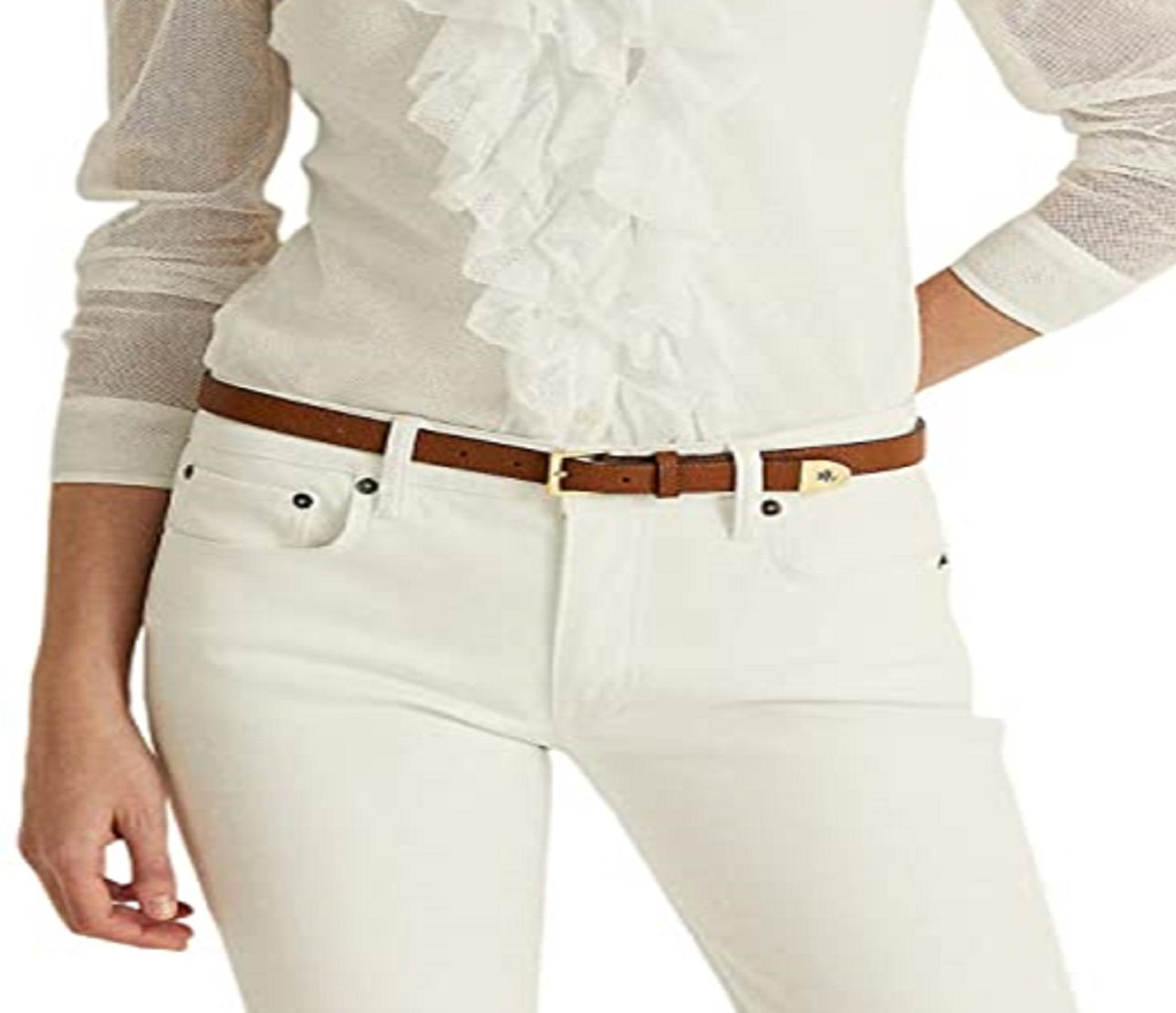 Cardigan Ralph Lauren Feminino de Tule com Babados e Tamanho Pequeno e Grande