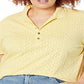 Camisa polo feminina Ralph Lauren com ilhós, amarela, tamanho 2X