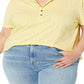Camisa polo feminina Ralph Lauren com ilhós, amarela, tamanho 2X