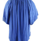 Ralph Lauren Blusa de malha feminina com ilhós e mangas curtas, azul, tamanho 2X
