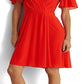 Vestido feminino Ralph Lauren com mangas bufantes e georgette, vermelho, tamanho 12