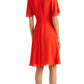 Vestido feminino Ralph Lauren com mangas bufantes e georgette, vermelho, tamanho 8