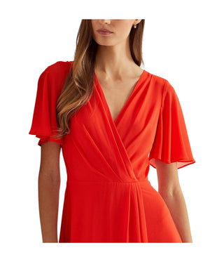 Ralph Lauren Women's Flutter Sleeve Georgette Dress Red Size 8