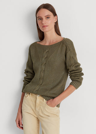 Suéter Ralph Lauren Feminino de Malha com Mistura de Algodão e Cabo, Verde, Tamanho XS