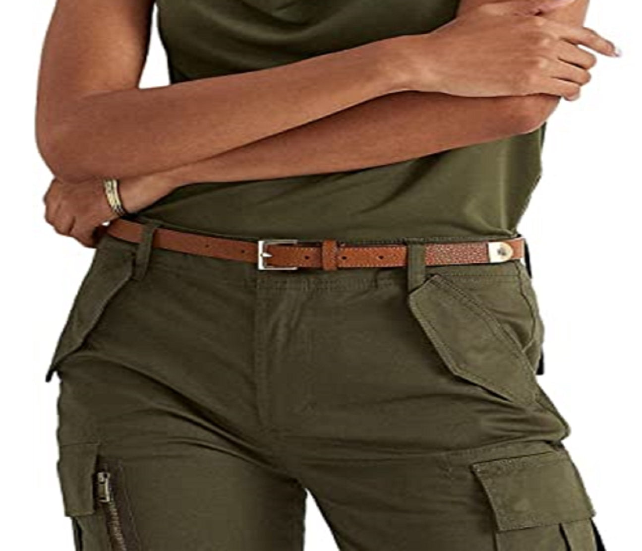Camiseta regata feminina Ralph Lauren de malha com decote careca, verde, tamanho médio