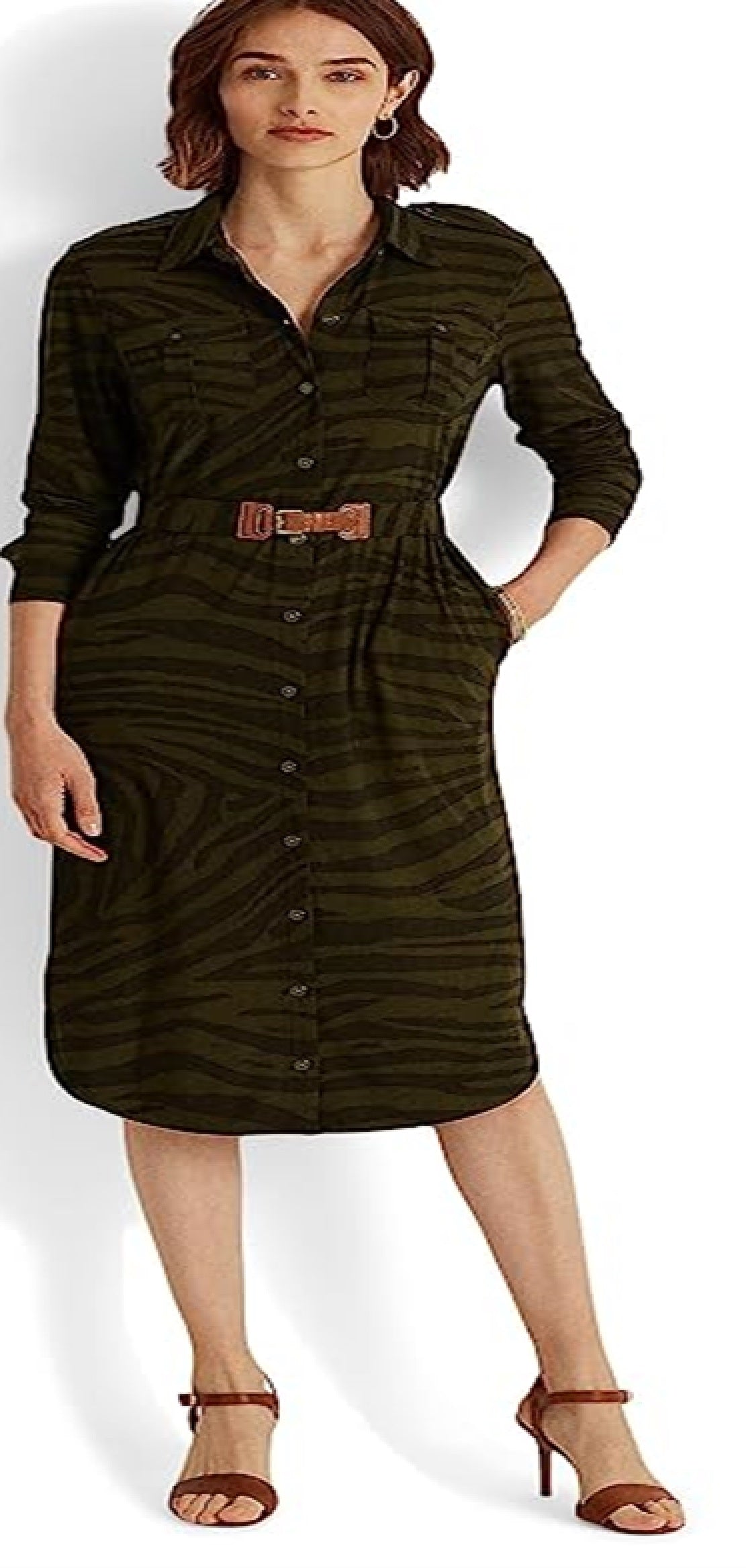 Camisa Ralph Lauren Feminina Estampa Zebra Stretch Jersey Verde Tamanho Médio