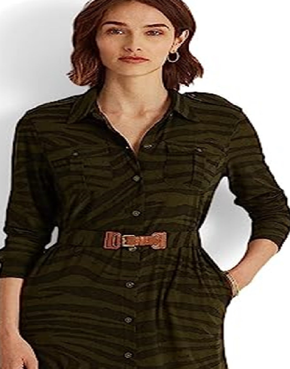 Camisa Ralph Lauren Feminina Estampa Zebra Stretch Jersey Verde Tamanho Médio