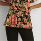 Blusa de malha com babados florais e sobrepeliz Ralph Lauren feminina, preta