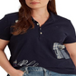 Polo Ralph Lauren Feminino com Estampa de Logo e Gola Manga Curta Azul Tamanho 3X
