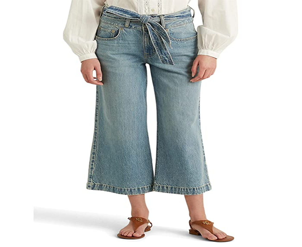 Calça jeans cropped feminina Ralph Lauren, azul, tamanho 12