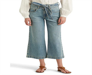 Calça jeans cropped feminina Ralph Lauren, azul, tamanho 12