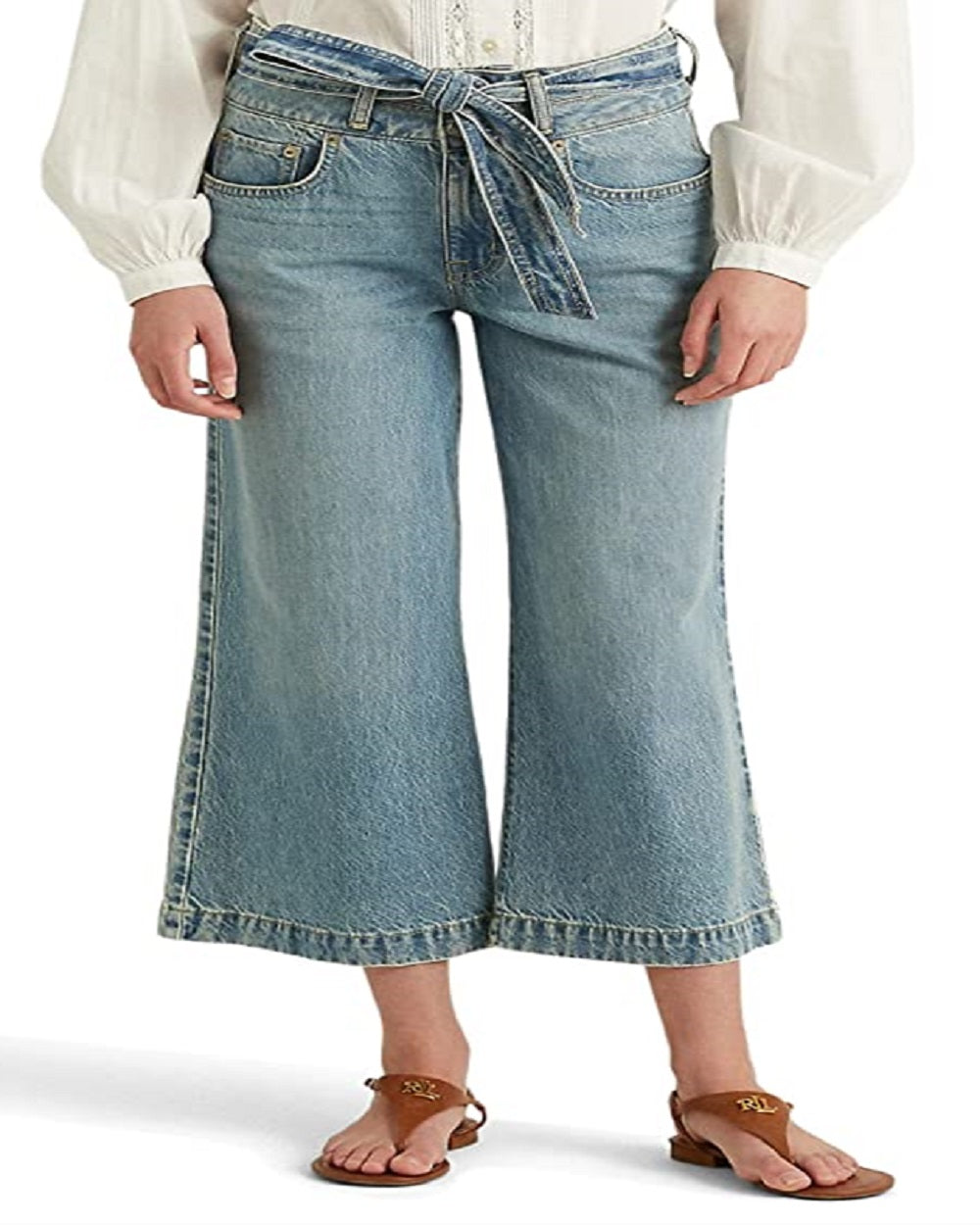 Calça jeans cropped feminina Ralph Lauren, azul, tamanho 14