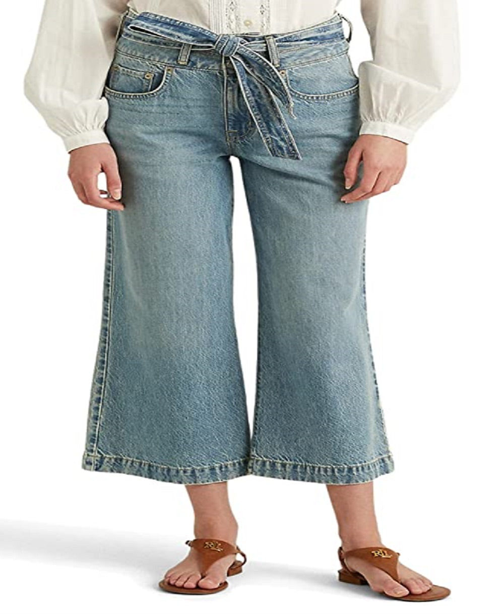 Calça jeans cropped feminina Ralph Lauren, azul, tamanho 6