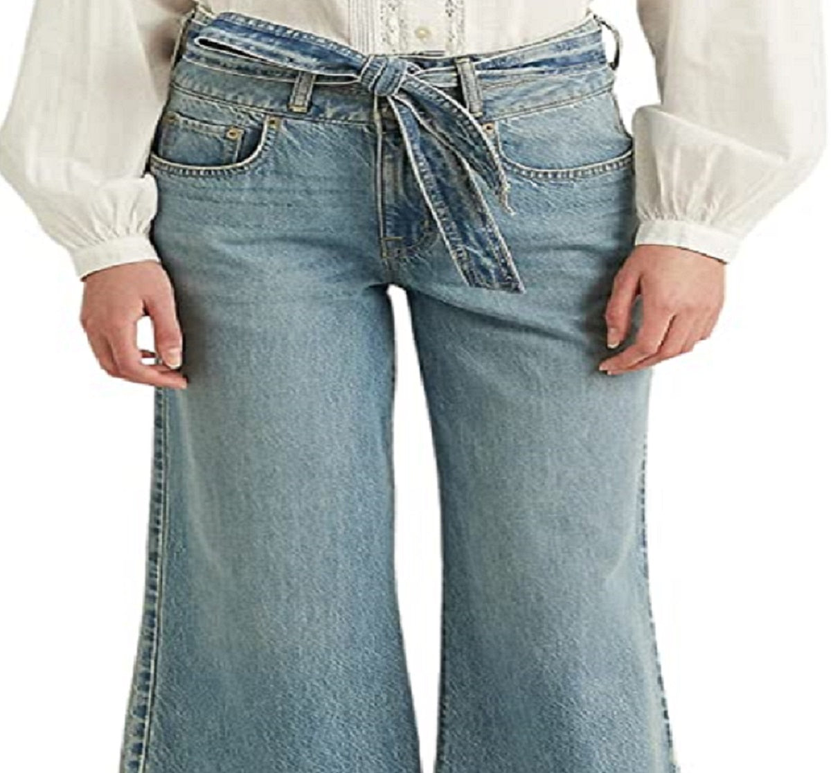 Calça jeans cropped feminina Ralph Lauren, azul, tamanho 6