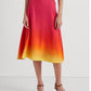 Saia midi feminina Ralph Lauren com decote em V e mangas curtas, tamanho 16