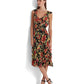 Vestido feminino Ralph Lauren com estampa floral e babados em georgette, preto, tamanho 14