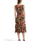 Vestido feminino Ralph Lauren com estampa floral e babados em georgette, preto, tamanho 14