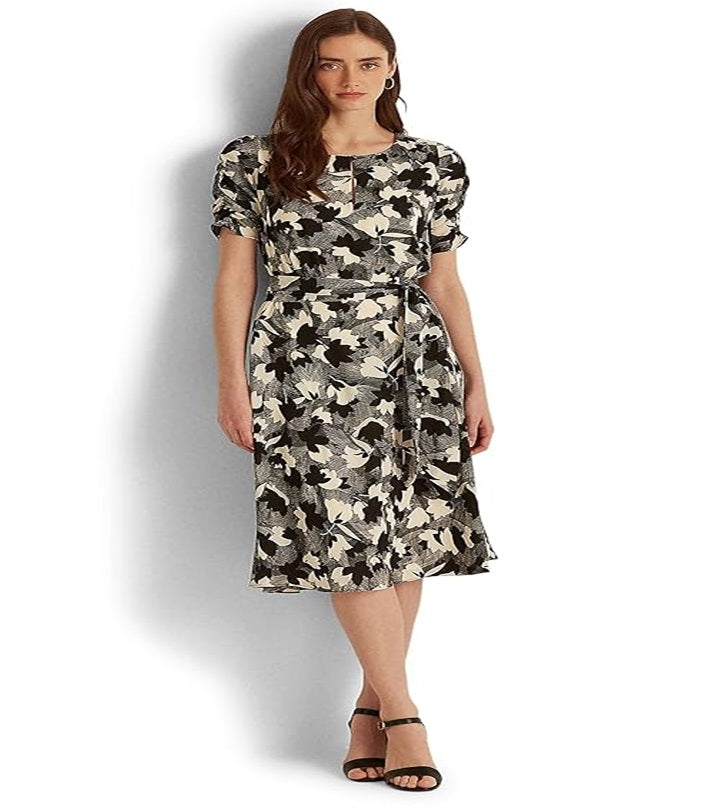 Vestido Ralph Lauren Feminino Estampado Bubble Crepe Branco Tamanho 4