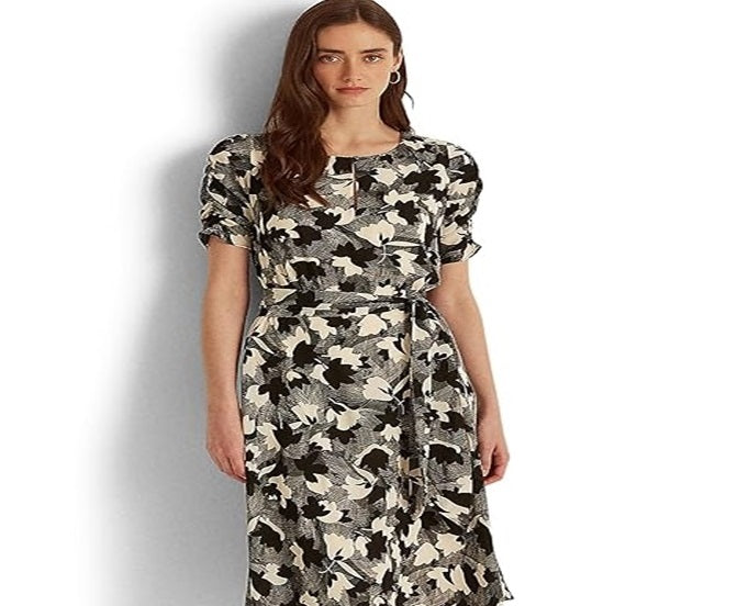 Vestido Ralph Lauren Feminino Estampado Bubble Crepe Branco Tamanho 4