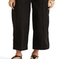 Calça feminina Ralph Lauren Micro Sanded Twill com cinto e perna larga, preta, tamanho 8