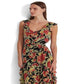 Vestido Ralph Lauren Feminino Floral Crinkle Georgette Preto Tamanho 12 Petite
