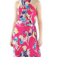 Vestido longo floral Halter Ralph Lauren feminino rosa tamanho 14