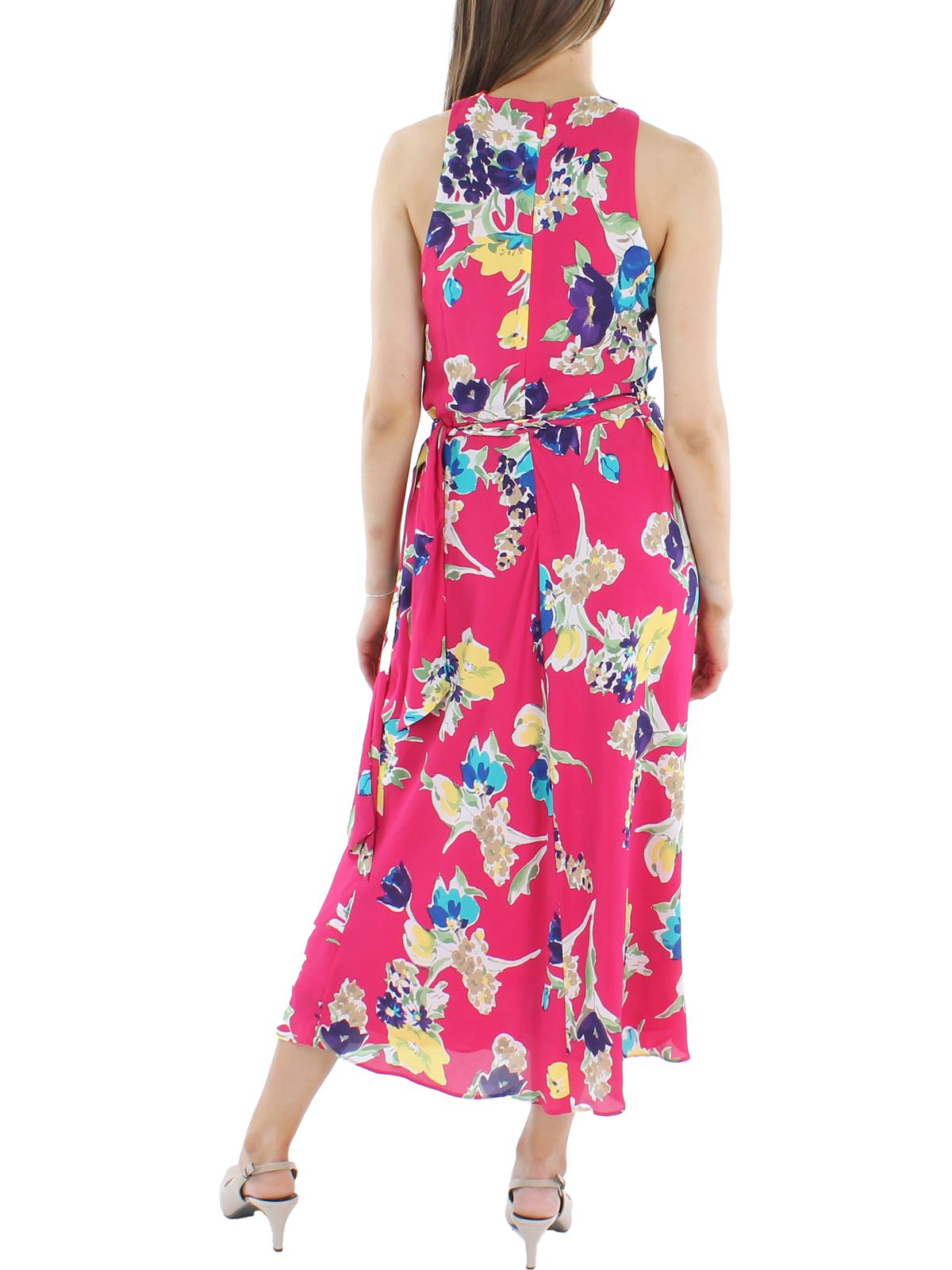 Vestido Halter Floral Georgette Feminino Ralph Lauren Rosa Tamanho 8