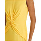Vestido de malha Ralph Lauren feminino com frente torcida, amarelo, tamanho 12
