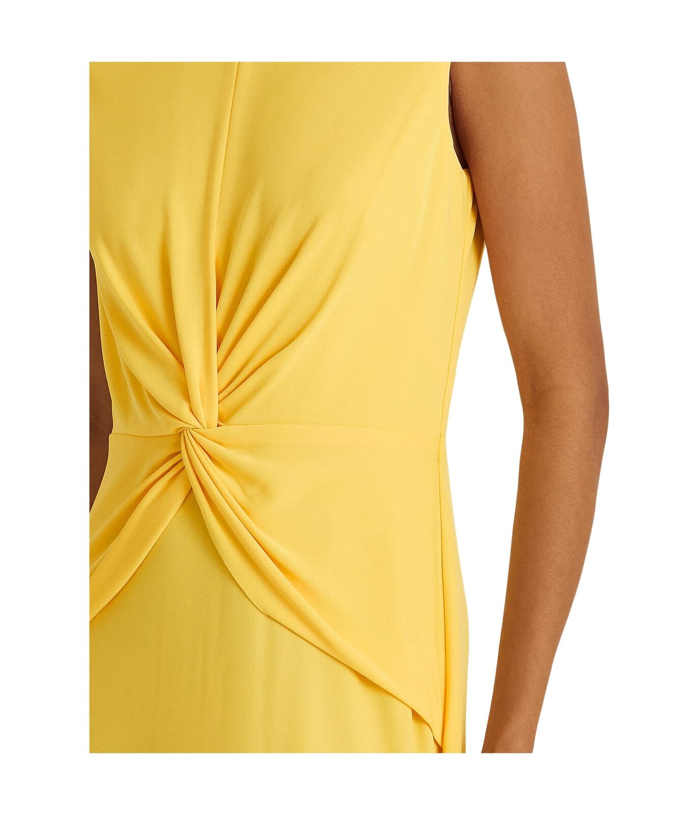 Vestido de malha Ralph Lauren feminino com frente torcida, amarelo, tamanho 12