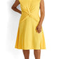 Vestido de malha Ralph Lauren feminino com frente torcida, amarelo, tamanho 14