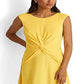 Vestido de malha Ralph Lauren feminino com frente torcida, amarelo, tamanho 14