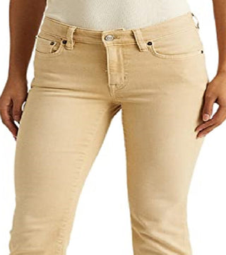 Calça jeans reta Ralph Lauren feminina, cintura média, marrom, tamanho 10