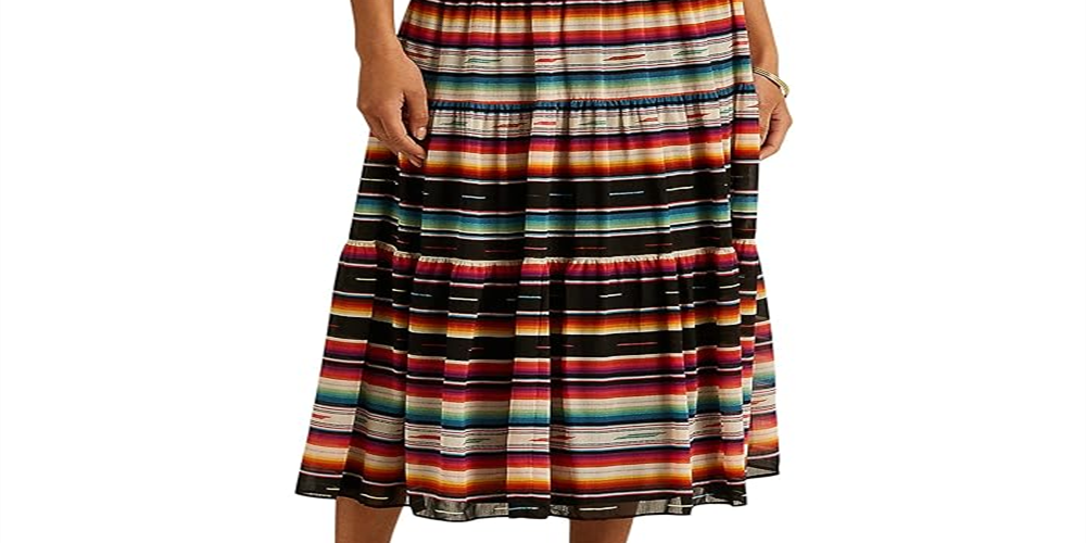 Saia Ralph Lauren Feminina Listrada Crinkle Georgette Preta Tamanho 10