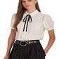 Camisa Ralph Lauren Feminina Crinkle Georgette Manga Bufante Marrom Tamanho X-G