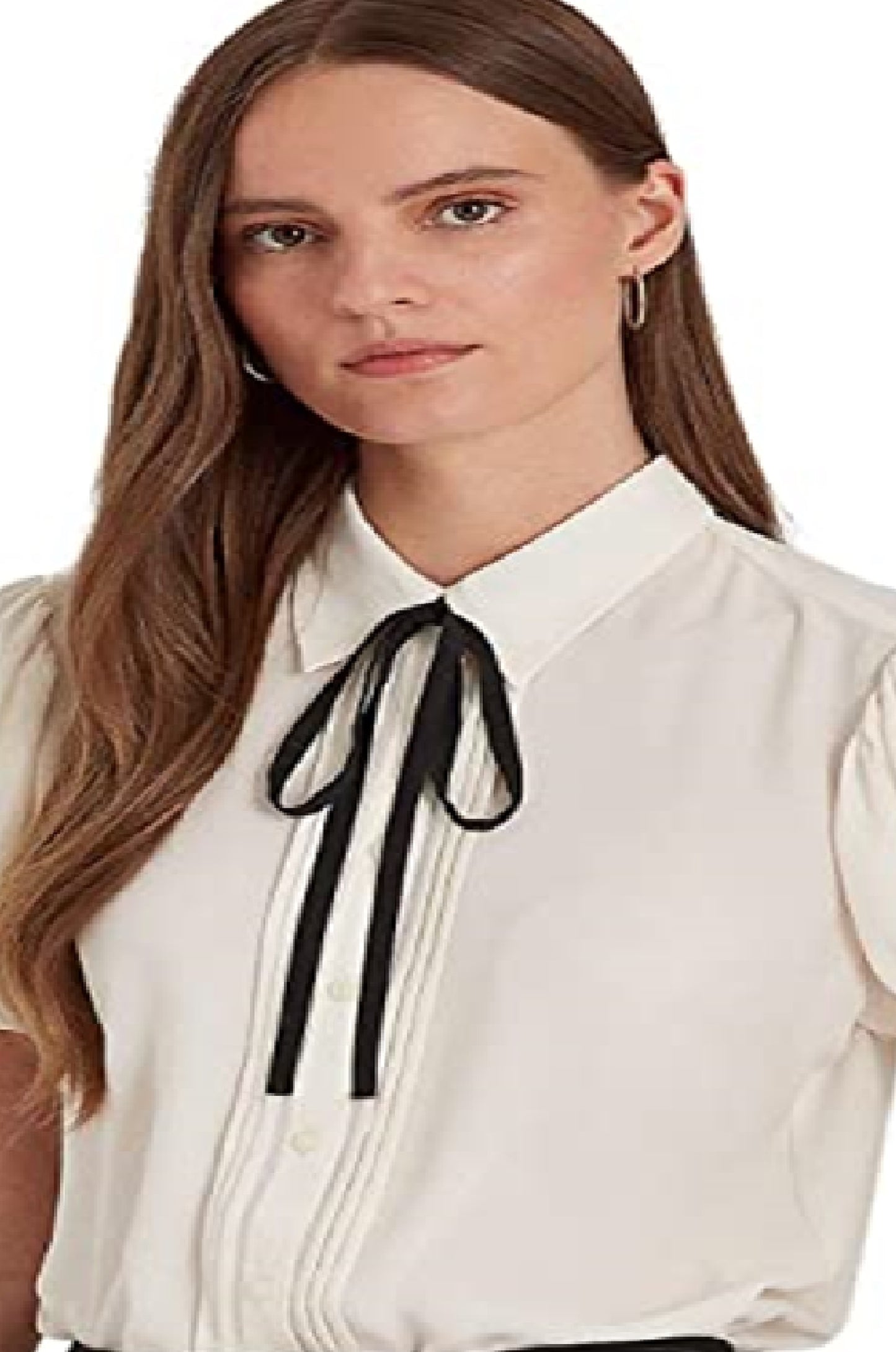 Camisa Ralph Lauren Feminina Crinkle Georgette Manga Bufante Marrom Tamanho X-G