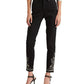 Calça jeans skinny Ralph Lauren feminina bordada, cintura alta, preta, tamanho 16