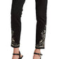 Calça jeans skinny Ralph Lauren feminina bordada, cintura alta, preta, tamanho 16