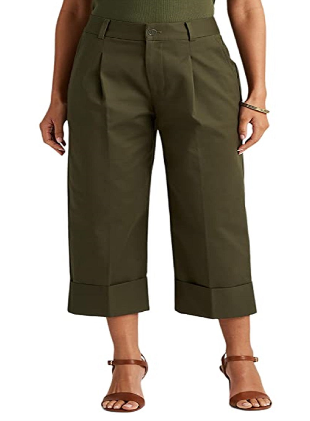 Calça Ralph Lauren Feminina Dupla Face de Algodão Elástico Verde Tamanho 4
