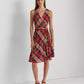 Vestido sem mangas Ralph Lauren feminino xadrez de algodão amassado, rosa, tamanho 6