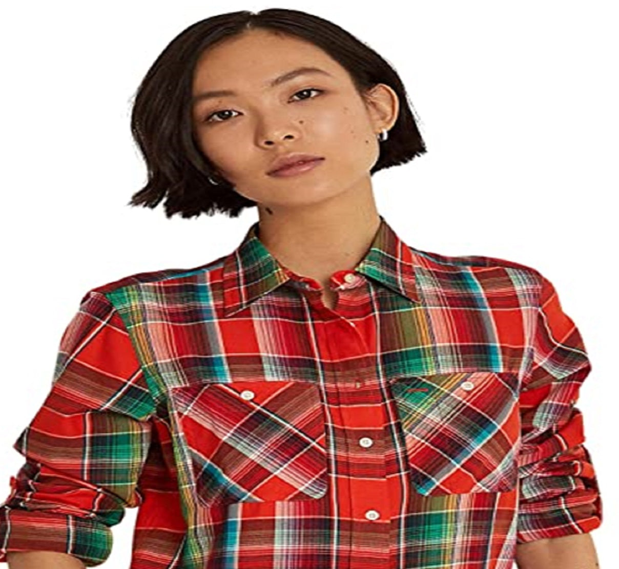 Camisa Ralph Lauren Feminina Algodão Madras Laranja Tamanho X-G