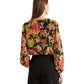 Blusa Ralph Lauren Feminina Floral Crinkle Georgette Preta Tamanho Médio