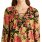 Blusa Ralph Lauren Feminina Floral Crinkle Georgette Preta Tamanho Médio
