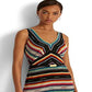 Vestido Ralph Lauren Feminino Listrado Crinkle Georgette Sem Mangas Preto Tamanho 10