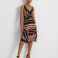 Vestido Ralph Lauren Feminino Listrado Crinkle Georgette Sem Mangas Preto Tamanho 6
