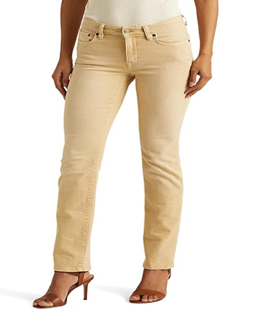 Calça Jeans Ralph Lauren Feminina Cintura Média Reta Marrom Tamanho 2 Petite