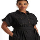 Camisa jeans feminina Ralph Lauren manga curta preta tamanho 18W